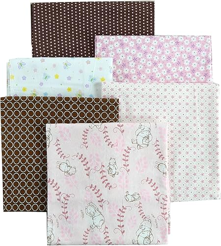 Danica Baby Cotton Flannel Receiving Blankets, 6-Pack 30'' x 38'' (Brown003, Blue Elephant Polka Dot Brown Circle Green Monkey Sports) - Jamouz