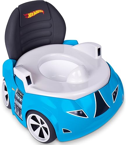 Hot Wheels Blue Race Car Potty Training Toilet, Includes Detachable Toddler Toilet Seat and Kids Potty, Ages 12 Months and Up - Jamouz