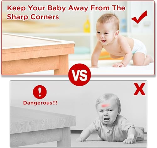 Corner Protectors Baby Proofing 6.6ft(2M) with 4 Corners,Corner Protector,Furniture Corner Guard & Edge Safety Bumpers, Soft Edge Protectors with Upgraded Pre-Taped Strong Adhesive - Jamouz