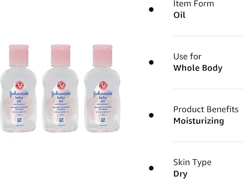 Johnson's Baby Massage Oil, 50 ml / 1.7 FL Oz - 3 Pack - Jamouz