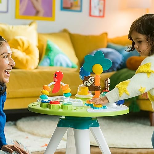 Bright Starts Around We Go 2-in-1 Baby Walker, Discovery Activity Center and Table, Tropic Cool, Ages 6 Months+ - Jamouz