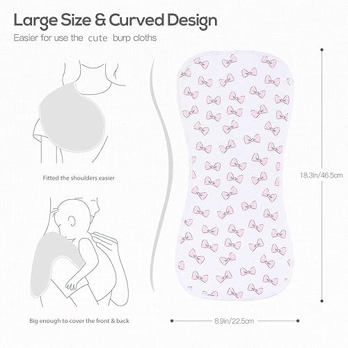 Ultra-Soft Cotton Burping Clothes - Large, Absorbent, Waterproof Baby Burp Cloths in Cute Unisex Designs 5 Pack (pink01) - Jamouz
