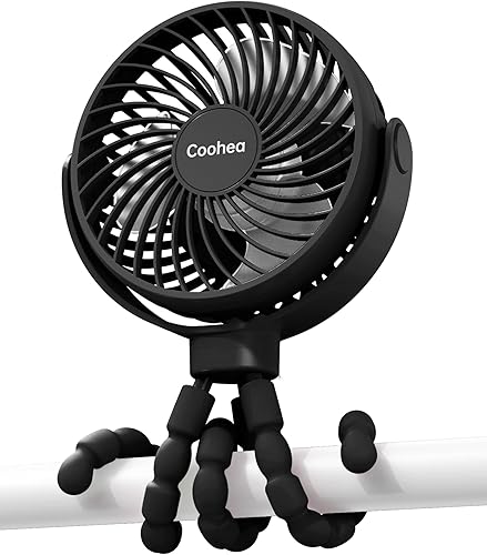 Stroller Fan Clip on for Baby, 4000mAh Rechargeable Battery Operated, Flexible Tripod, 3 Wind Speed, 360° Rotatable, Small Portable Fan for Car Seat Crib Backseat Beach Travel Camping, Pink - Jamouz