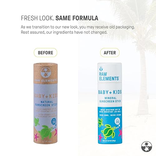 Raw Elements Baby & Kids SPF 30 Organic Sunscreen Tin, Non-Nano Zinc Oxide, Reef-Safe, Cruelty-Free, Gluten & Nut Free, Travel Sunblock 3.0 oz - Jamouz