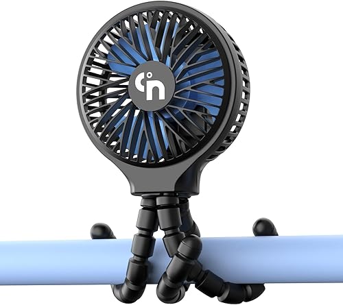 WEGA Stroller Fan Rechargeable Portable Battery Operated Car Seat Baby Fan,3 Speeds USB Personal Fan for Crib Treadmill HomeOffice and Travel (Black) - Jamouz