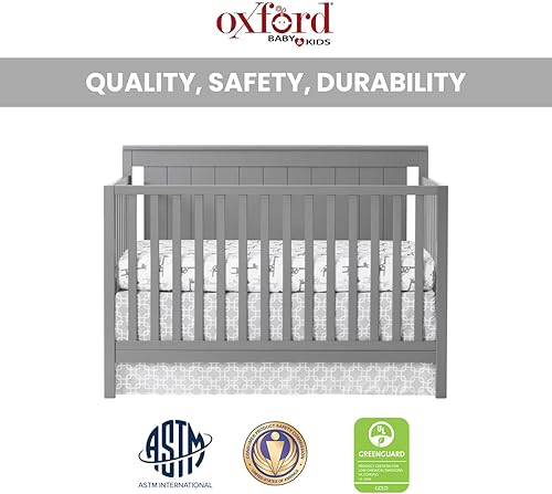 Oxford Baby Lazio 4-in-1 Convertible Crib, Dove Gray, GreenGuard Gold Certified - Jamouz