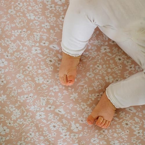 Baby Changing Pad Cover 2-Pack for Girls (Fleurette) - Premium Fitted Sheets Baby Diaper Changing Table Cover - Buttery Soft Cotton Blend - Jamouz