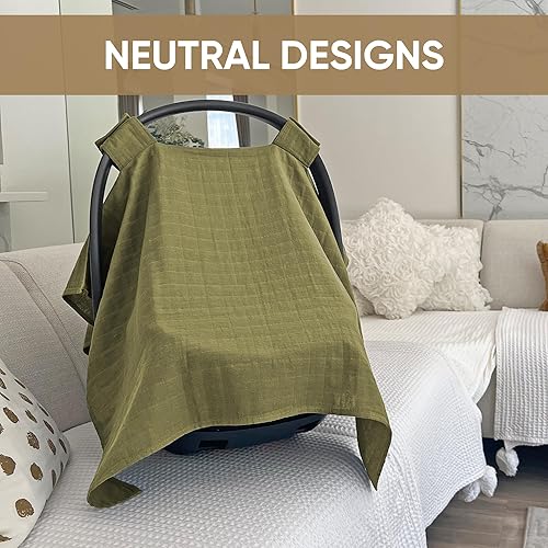 MOZAH Baby Multi-Use Cover: 9-in-1 Car Seat Covers Canopy Cover, Breathable Breastfeeding Cover, Stroller Cover & More, Boys & Girls Shower Gifts (Warm Taupe) - Jamouz