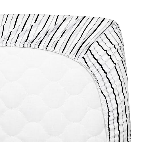 TL Care 2 Pack Fitted Pack N Play Playard Sheet 27' x 39', Soft Breathable Neutral 100% Cotton Jersey Pack and Play Sheet, Gray Star/Gray Zigzag, for Boys and Girls, Fits Most Mini Crib - Jamouz