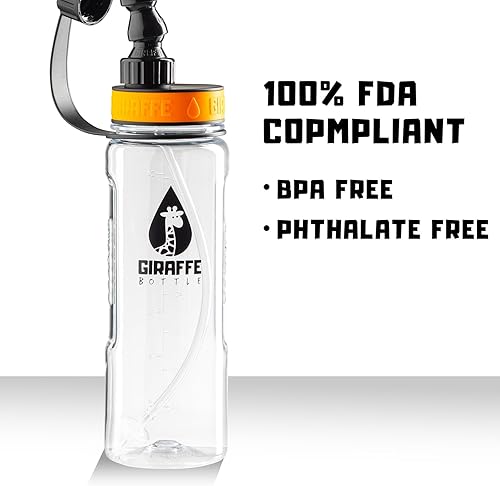 Tower Hands Free Drinking System, Clear Tritan Bottle, with Round Tube Mounted Bottle Holder (length 25 in / 63 cm) - Jamouz