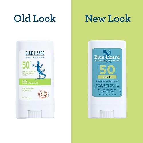 BLUE LIZARD Mineral Sunscreen Stick with Zinc Oxide SPF 50+ Water Resistant UVA/UVB Protection Easy to Apply Fragrance Free, Kids, Unscented, 0.5 oz - Jamouz