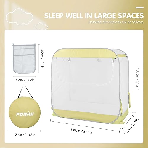 Porayhut Portable Baby Crib Net Safety Mesh Tent,Pop up Infant Mosquito Net, See Through Canopy Netting Cover for Baby&Toddler to Keep Baby from Climbing Out. - Jamouz