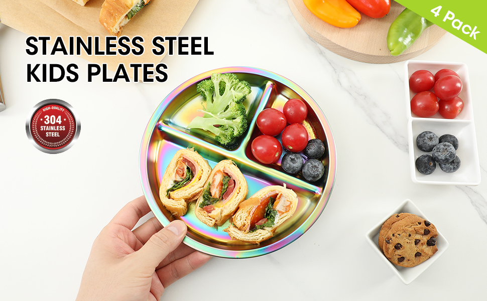 Stainless steel kids Plates