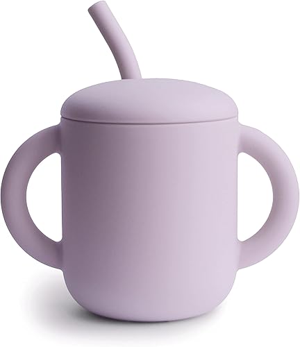 mushie 100% Silicone Training Cup & Straw for Toddlers | 6 Months+ (Soft Lilac) - Jamouz