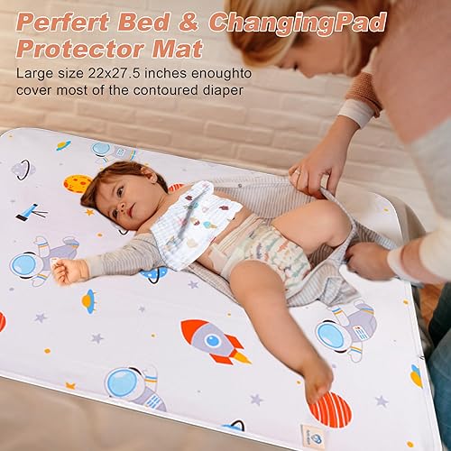 Baby Portable Changing Pad Waterproof Diaper Changing Mat Travel 3 Pack Washable Mattress Pad Reusable Under Pads Changing Pad Liners 22' x 27.5' - Jamouz