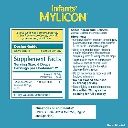 Infants' Mylicon Daily Probiotic Drops, for Colic and Fussiness, 8mL, 21 Daily Doses - Jamouz
