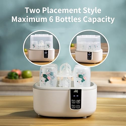 Bottle Cleaner and Dryer, Fast Electric Steam Dryer for Baby Bottles Pacifier Breast Pump, Baby Bottle Steam Dryer, Dries Faster Large Capacity Holds 6 Bottles, LED Display Auto-Off Baby Bottle Washer - Jamouz