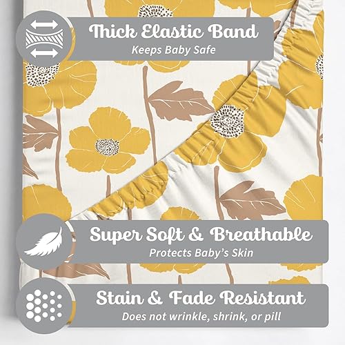 Baby Changing Pad Cover 2-Pack for Girls (Fleurette) - Premium Fitted Sheets Baby Diaper Changing Table Cover - Buttery Soft Cotton Blend - Jamouz