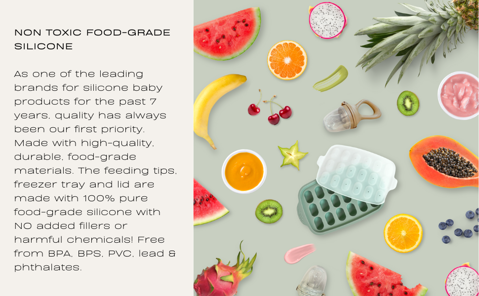 Hippypotamus Baby Food Feeder & Freezer Tray Silicone Fruit Feeder Pacifier Teething Toys