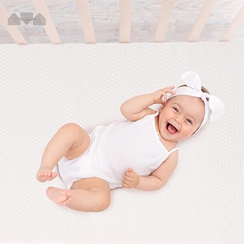 Milliard 2-Inch Ventilated Memory Foam Crib and Toddler Bed Mattress Topper with Removable Waterproof 65-Percent Cotton Non-Slip Cover - 52' x 27' x 2' White - Jamouz