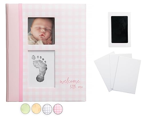 Pearhead Hello Baby First 5 Years Memory Book, Baby Girl Keepsake for New and Expectant Parents, Pregnancy And Milestone Journal, Pink - Jamouz