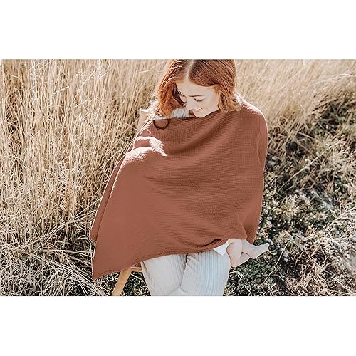 Konssy Muslin Nursing Cover for Breastfeeding, 360° Full Privacy Breathable 100% Cotton Breastfeeding Cover, Multi-use Carseat Canopy - Jamouz