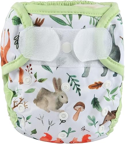 Baby Cloth Diaper Cover Nappy Hook and Loop Double Gusset 6.6lbs to 33lbs (Rabbits Wolves) - Jamouz