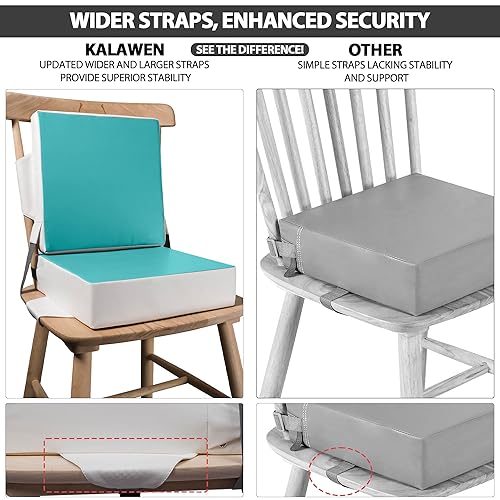 Kalawen Booster Seat for Kitchen Chair, Upgraded 2Pcs PU Washable Straps Safety Buckle Kids Toddler Booster Seat for Chair, Portable Travel Toddler Booster Seat - Jamouz