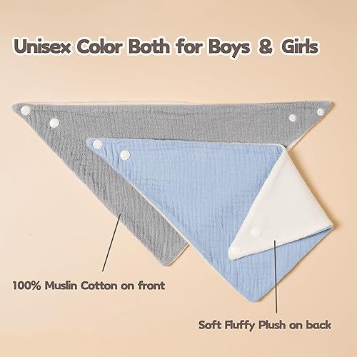 Susurration Muslin Baby Drool Bibs 6Pack Soft Triangular Adjustable Baby Bandana Bibs for Unisex Baby Girls & Boys - Jamouz