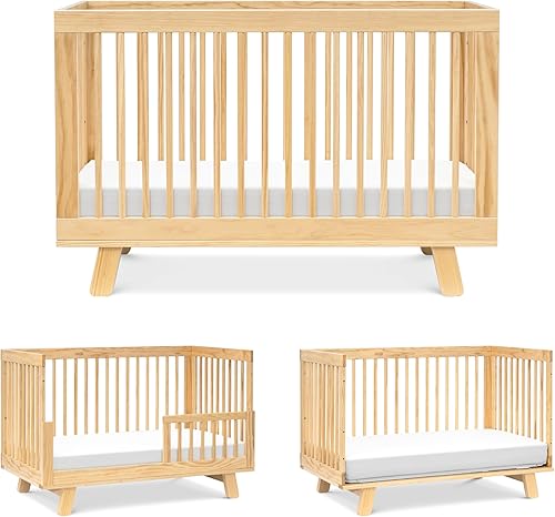babyletto Hudson 3-in-1 Convertible Baby Crib with Toddler Bed & Daybed Conversion - Easy to Assemble - GREENGUARD Gold Certified w/ 4 Adjustable Mattress Heights - Natural - Jamouz