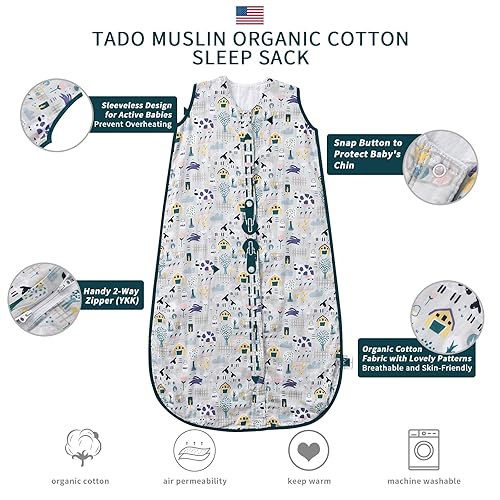 Baby Sleep Sack 2-4 T Baby Wearable Blanket 100% Organic Cotton 0.5 TOG Toddler Sleeping Sack 2- Way Zipper Soft Lightweight X-Large Pup - Jamouz