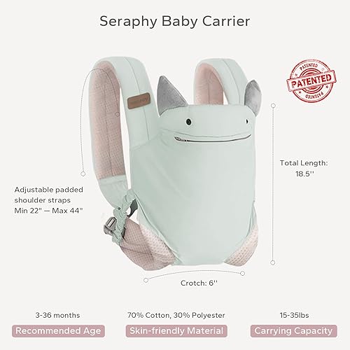 SERAPHY Baby Carrier with Pocket, 4-in-1 Breathable Infant Carrier Newborn to Toddler, Adjustable Multi-Position Baby Sling for Babies 3-36M (15-35lbs)-Grey - Jamouz