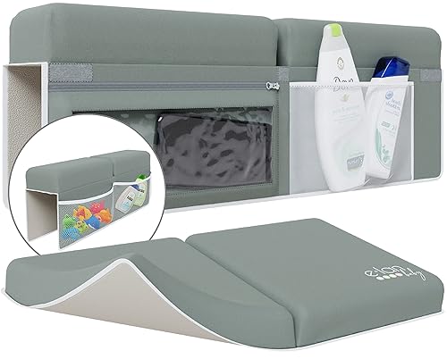 Comfortable Baby Bath Kneeler and Elbow Rest Pad Set - Kneeling Pad Bath Mat with 4 Toy Organizer Pockets,Non-Slip Baby Bathtub Mat, Waterproof and Easy to Clean - Jamouz