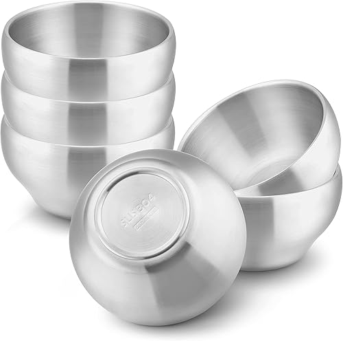 HaWare 6-Piece Kids Bowls, 12oz SUS304 Metal Bowl for Toddler Children, Small Baby Bowls for Feeding/Soup/Snacks, Multipurpose 18/8 Stainless Steel Cereal Bowls, Double Walled, Dishwasher Safe - Jamouz