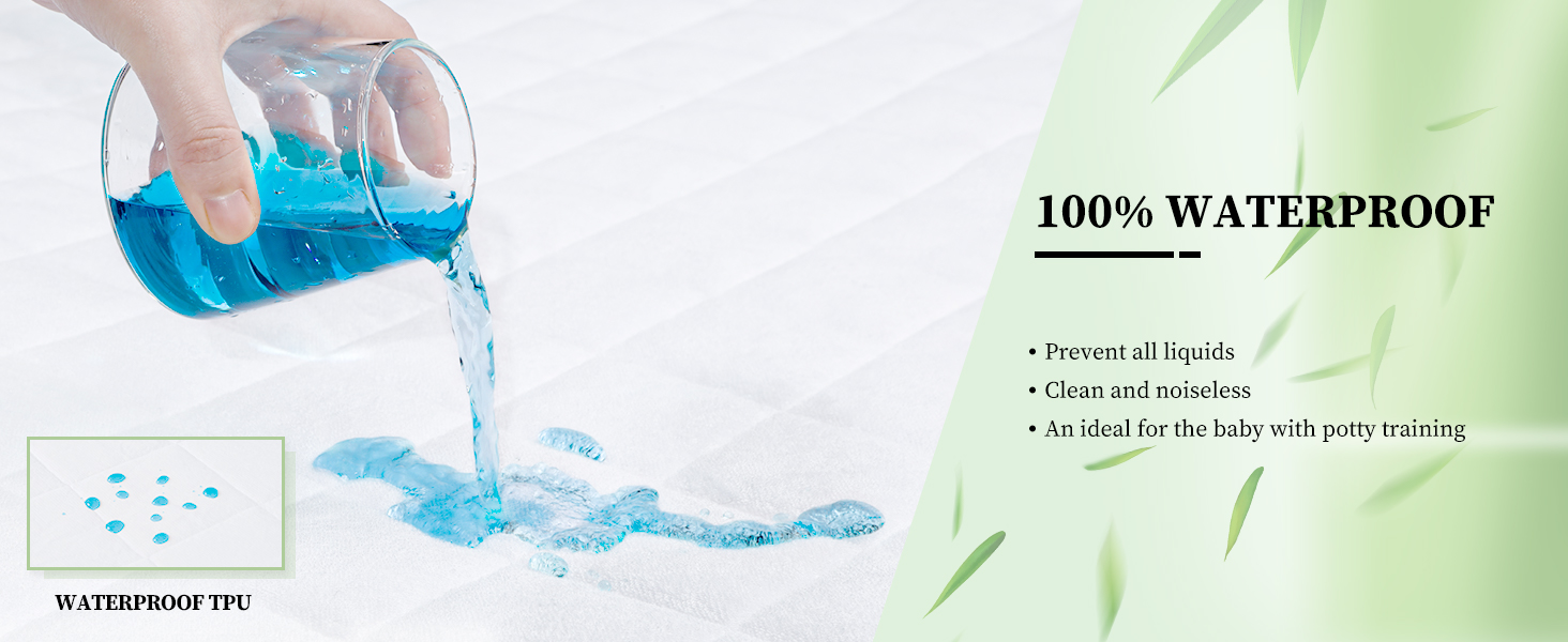 Bamboo Viscose Crib Mattress Protector, Waterproof Quilted Crib Mattress Pads