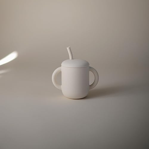 mushie 100% Silicone Training Cup & Straw for Toddlers | 6 Months+ (Soft Lilac) - Jamouz