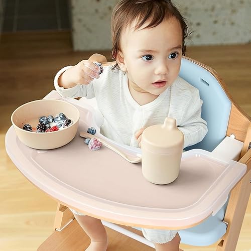 Cowiewie 3-in-1 Convertible Natural Wooden High Chair for Babies & Toddlers 3-Tier Remove & 2 Adjustable Wood Tray & 8 Levels Adjustable, 2 Waterproof Cozy Cushions Grey - Jamouz