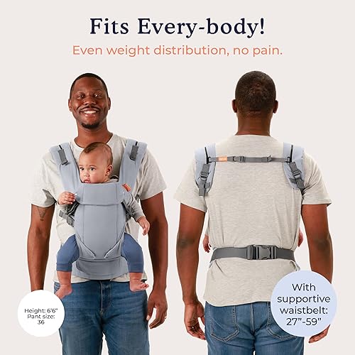 Beco Baby Carrier Gemini Newborn to Toddler-Front, Back and Hip Seat Carrier,Baby Carrier Backpack & Baby Front Carrier with Adjustable Seat,Ergonomic Baby Holder 7-35lbs (Grey) - Jamouz