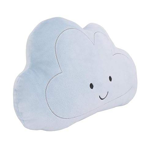 NoJo Little Love - Plush Happy Cloud Shaped Decorative Pillow, Decorative Nursery Pillow, Playroom Décor, Cute Throw Pillows, Blue, Silver - Jamouz