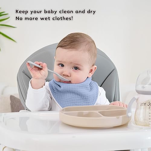 Susurration Muslin Baby Drool Bibs 6Pack Soft Triangular Adjustable Baby Bandana Bibs for Unisex Baby Girls & Boys - Jamouz