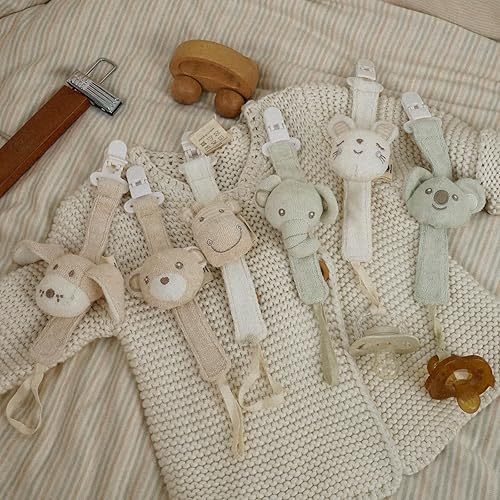 Pacifier Clip, 2 Pack Baby Pacifier Holder for Boys and Girls Fits Many Pacifiers & Baby Teething Toys, Ideal Baby Gift (Puppy & Bunny) - Jamouz