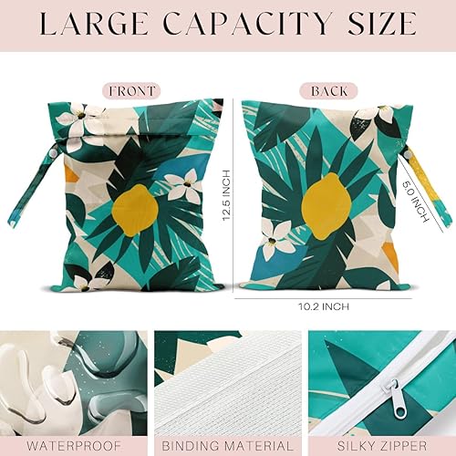 3 Pcs Wet Bag, Wet Dry Bag, Waterproof Bag, Small Laundry Bag, Wet Bag for Pool, Beach, Swimsuit, Makeup Bag, Diapers,Cruise Ship Essentials,Beach Accessories Travel for Women - Jamouz