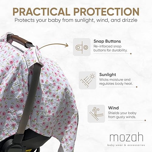 MOZAH Baby Multi-Use Cover: 9-in-1 Car Seat Covers Canopy Cover, Breathable Breastfeeding Cover, Stroller Cover & More, Boys & Girls Shower Gifts (Warm Taupe) - Jamouz