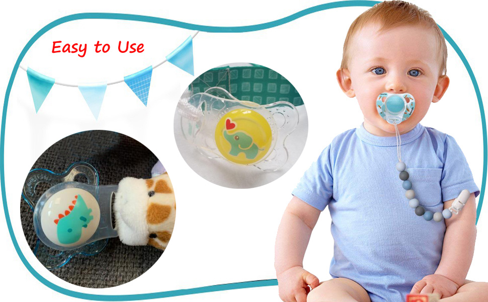 Newborn Baby Essentials Binkies Silicone Pacifier Clips Holder