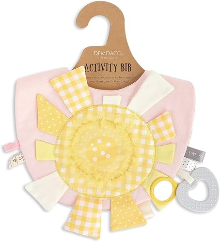 DEMDACO Mommy & Me 11.5 x 10 Inch Textured Fabric, Tactile, Teething Ring, Feeding, Activity Bib - Jamouz