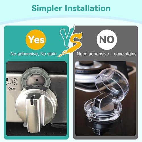 Gas Stove Knob Locks Protecting Kids and Pets; Oven Knob Covers for Child Safety (5 Pack,Black) - Jamouz