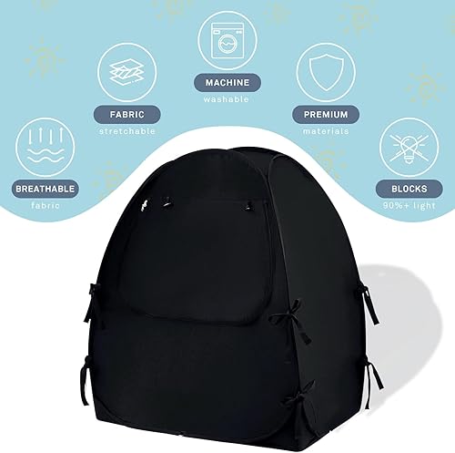 Mengersi Blackout Crib Tent Safety Pop Up Tent,Mini Crib and Pack N Play Tent Travel Crib Tent,Blackout Canopy Crib Cover, Sleep Pod for Kids Toddler Baby - Jamouz