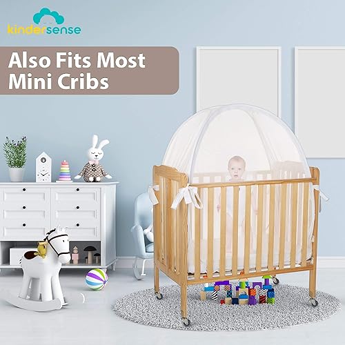 KinderSense - Pack N Play Tent Baby Safety Crib Net - Toddler Crib Topper for Playpens & Mini Cribs to Keep Baby from Climbing Out - Breathable Mesh Pop up Net - Mosquito Net Canopy Upgraded - Jamouz