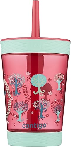 Contigo Kids Spill-Proof 14oz Tumbler with Straw and BPA-Free Plastic, Fits Most Cup Holders and Dishwasher Safe, 2-Pack Strawberry Cream & Blue Raspberry - Jamouz