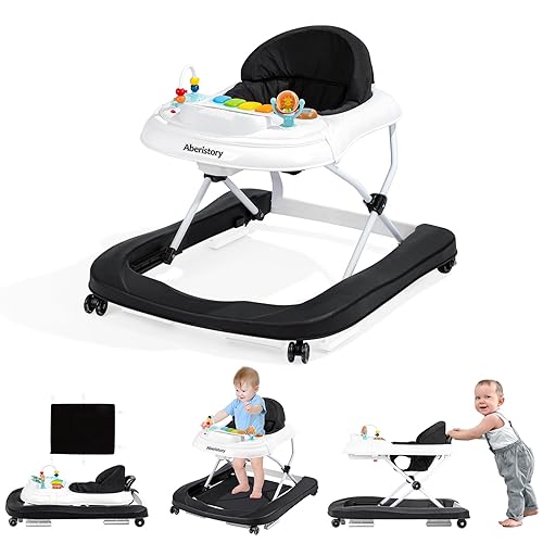 Time Followers® Foldable Baby Walker 3-Stage with Music & Adjustable Wheels - Anti-Tip Design for 6-18 Months Boys Girls, with CPSC Eco-Friendly Plastic for Suitable for All Terrains - Jamouz